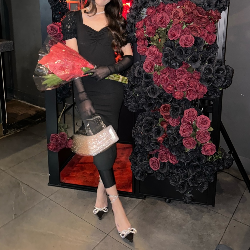 Black midi dress